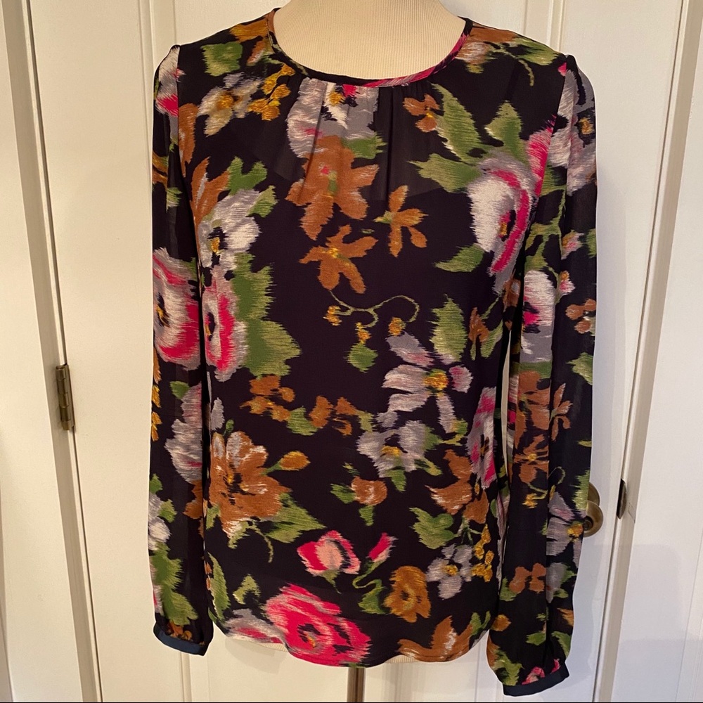 BROOKS BROTHERS NEW TOP BLOUSE 2PC BLUE GOLD  FLORAL Size 0